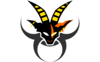 A biohazard logo with a stylized ibex head.