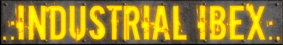 A header text that says 'Industrial Ibex' in a grunge font, with a metal background. The text is decorated with dots and colons for more edginess factor.